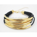 Stainless steel bracelet 7 wraps Leather charm stainless steel clasp bracelet fashion bracelet